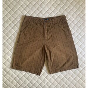 Y2K  Anchor Blue Khaki Plaid Shorts Sz 34 Beach Surf‎ Streetwear Classic Grunge